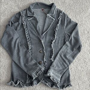 Luv 4 Anouka Gray Button Down ruffle jacket - size large